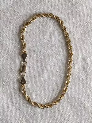 Vintage Italian 14k Yellow Gold Twisted Rope Chain 8.5  Bracelet 9 Grams • $367.50