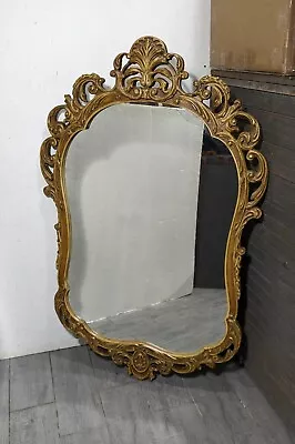 Vintage Italian Rococo Ornate Baroque Carved Wood Wall Mirror • $450