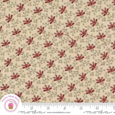 Moda CLOVER BLOSSOM FARM 9714 11 Beige Red  KANSAS TROUBLES Quilt Fabric • $6.40