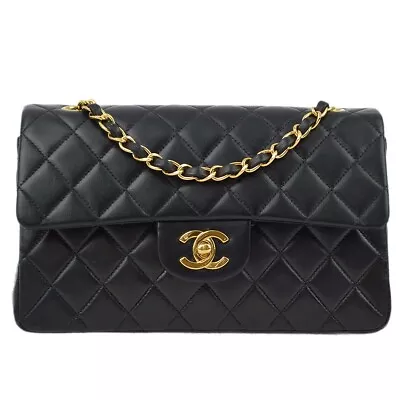 Chanel Black Lambskin Small Classic Double Flap Shoulder Bag 191069 • £3351.68