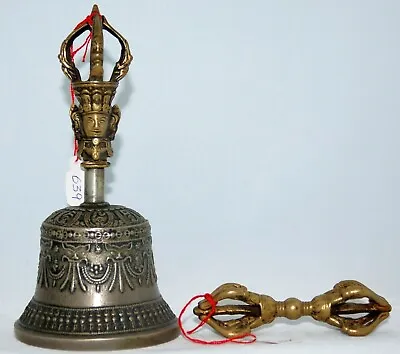 $4200 • Buy Antique Tibetan Dorje ( Vajra ) + Bell (Ghanta) - Complete Ritual Set From Tibet