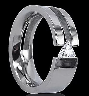 TITANIUM HGighly Polished TENSION RING With TRIANGLE Cubic Zirconia Size 12 • $17.99