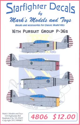 Starfighter Decals 1/48 CURTISS P-36A HAWK 16th Pursuit Group • $11.50