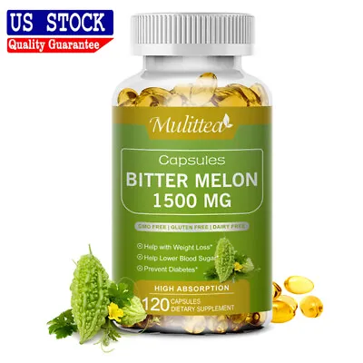 Organic Bitter Melon Extract Capsules - 120 Pills - Blood Sugar Support 1500mg • $13.86
