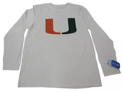 New Miami Hurricanes Mens Sizes L-XL White Long Sleeve Shirt • $13.59