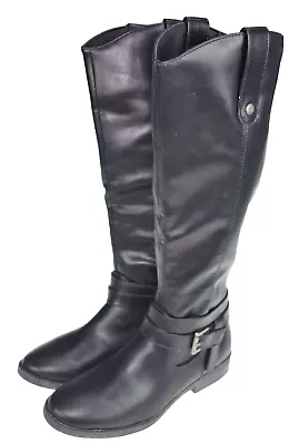 6.5M Irony Black 1/2 Zip Tall Boot Costume Riding Faux Leather Cosplay Medieval • $24.99