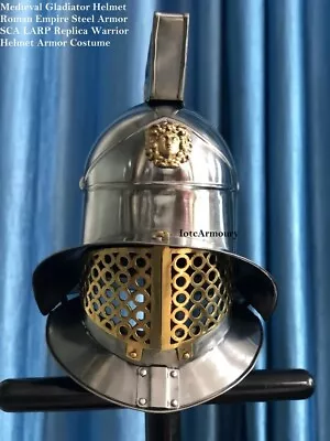 Medieval Gladiator Helmet Steel Armor Roman Empire SCA LARP Replica Warrior Helm • $269