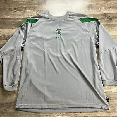 NIKE Y2k Mens Dri-Fit Michigan State Spartans Center Check Grey Shirt XXL • $21.95