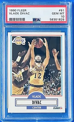 1990 Fleer #91 Vlade Divac RC Rookie HOFer Los Angeles Lakers PSA 10 Gem Mint • $45