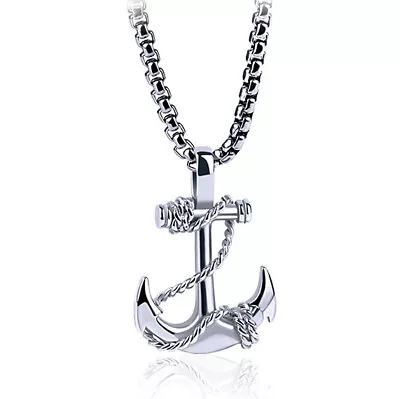 $5.99 • Buy Men Stainless Steel Vintage Punk Navy Boat Anchor Pendant Necklace 1217