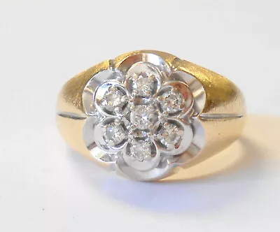 Estate Find 14K Yellow Gold & 7 Diamond Mens Ring  Kentucky Cluster Size 11 • $595