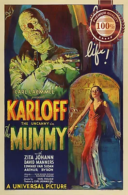 THE MUMMY 1932 30s KARLOFF ORIGINAL CINEMA MOVIE FILM PRINT PREMIUM POSTER • $77.20