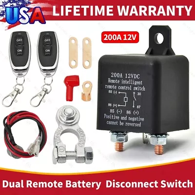 Wireless Dual Remote Car Battery Disconnect Relay Master Kill Cut-off Switch 12V • $33.89