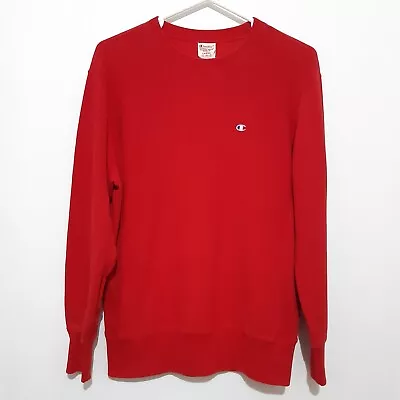 Champion Jumper Sweater Vintage Mens Red Reverse Weave Warm Up Size Large • $99.95