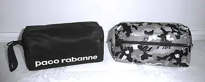 Paco Rabanne Unisex Reversible CAMO/Black Pouch Toiletry Bag Wristlet Clutch NWT • $20.90