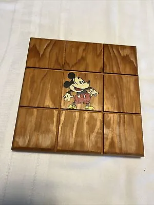 Homemade OOAK VTG Mickey Mouse Themed Wooden Tic Tac Toe Board 7.5x7.5 • $13.50