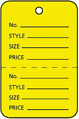 Tags Price Perforated 2000 Sale Large 1 ¾  X 2 ⅞” H Two Part Yellow Unstrung • $32.95
