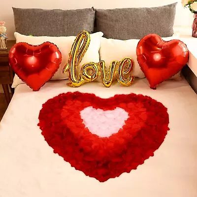 $11.89 • Buy Valentines Day Red Wedding Decorations Artificial Petals Heart Shaped Love Bed