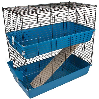 £49.99 • Buy Pet Cage 2 Tier Double Large Indoor Small Animal Hutch Run Rabbit Hamster House