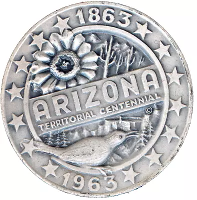 Silver Great Seal Of The State Of Arizona Territorial Centennial Medal 1863-1963 • $14.95