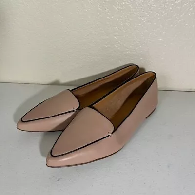 J CREW Women's NEW Edie Nude Pink Leather Pointed Toe Loafers Flats Shoes 9.5 • $49