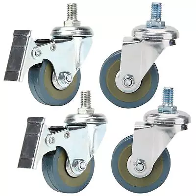 £9.69 • Buy UK 50mm M10 Threaded Castor Wheels Trolley Swivel Brake Non-Marking Caster X 4