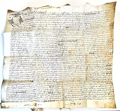 Rare 1678 Large Vellum Handwritten Indenture Manuscript Legal Document Old - C2 • $199