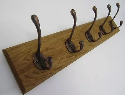 9 Sizes HANDMADE SOLID WOOD OAK WOODEN HAT & COAT HOOKS HANGER PEGS RAIL RACK  • £24.99