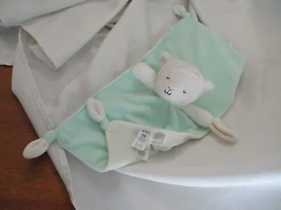 Carter's White Lamb Mint Green Security Blanket Lovey Rattle Pacifier Holder • $11.24