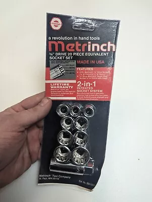 Vintage NOS Original Metrinch USA 10pc 3/8  Drive 12 Point Socket Set SAE Metric • $24.99