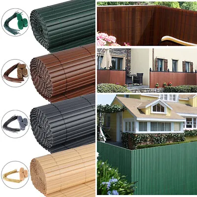 PVC Garden Screening Roll Fence Privacy Border Panel Bamboo Effect Fencing Cover • £10.99