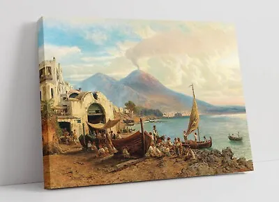 Albert Arnz Fisherman In The Bay Of Naples -canvas Wall Artwork Picture Print • £17.99