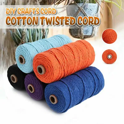 3mm 200M Natural Cotton Twisted Cord Craft Macrame Artisan Rope Craft String UK • £6.79