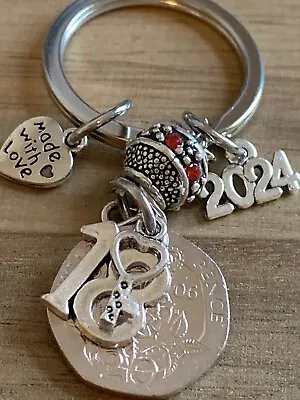 18th Birthday Polished 2006 Coin & Charms On Keyring In Gift Bag • £7.99