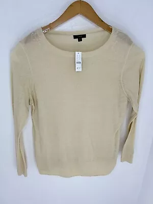 J. Crew NEW Relaxed Fit Linen Crewneck Sweater Womens Size Small Pale Sand NWT • $25.88