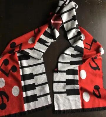 Music Scarves Cashmere Size 12  X 72  Piano Keys Music Notes Red Black White • $18