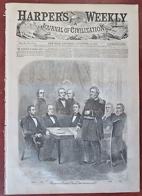 Abe Lincoln & Winfield Scott Cabinet Meeting 1861 Harper's Civil War Newspaper • $78.40