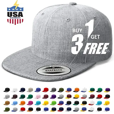 Snapback Hat Flat Baseball Cap Trucker Solid Plain Blank Men Hip Hop Army CS • $8.75