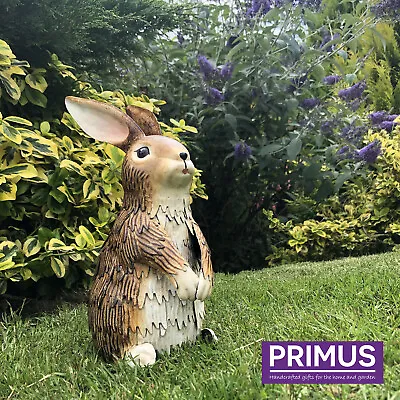 Primus Lifelike Metal Inquisitive Brown Rabbit Outdoor Garden Patio Ornament • £24.99