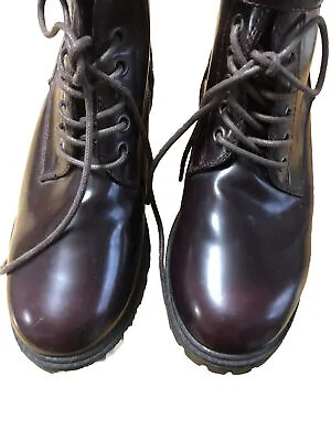 MIA Burgundy Faux Leather Lace Up/Zip Block Heel Boots Women 8.5  Studs & Sequin • $18.99