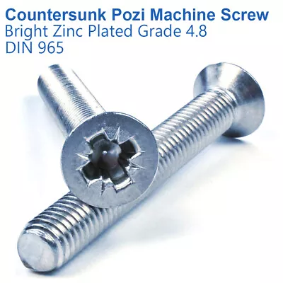 £2.89 • Buy M2.5 X 10mm COUNTERSUNK MACHINE SCREWS POZI ZINC PLATED BZP GRADE 4.8 - DIN 965