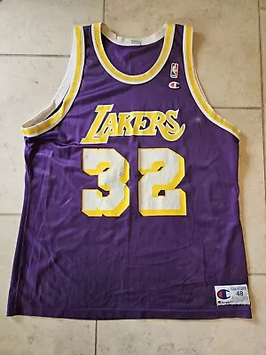 Vtg GRAIL 90s Champion Los Angeles Lakers Magic Johnson 32 Jersey Mens 48 Purple • $99.99