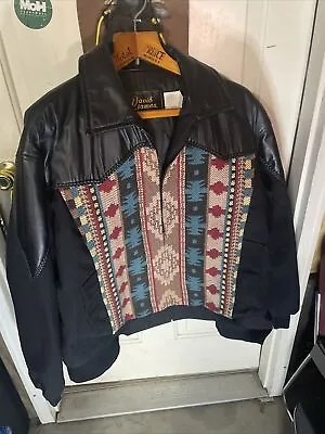 David James Navajo Blanket Front Leather Jacket • $89.99