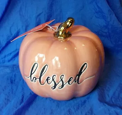 Martha Stewart Home PUMPKIN W/ Blessed Embossed Ceramic Seasonal Decor FALL • $23.98