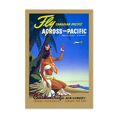1950s Fly Across The Pacific Vintage Style Tropical Travel Poster - Art Print • $16.99