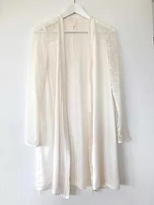 Intimissimi Satin Silk Dressing Gown Ivory Nightwear Size S / UK8 Long Sleeves • £35.99