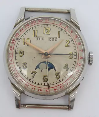 SUPERB VINTAGE ZODIAC MOONPHASE MENS WRISTWATCH SPARES REPAIRS Cal. 12s • $114.93