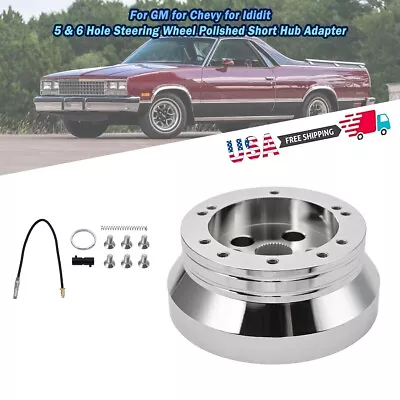 CNC 5 & 6 Hole Steering Wheel Polished Short Hub Adapter For GM For Chevy Chrome • $28.99