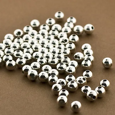 Sterling Silver Beads. 4mm Sterling Silver Beads. Wholesale Seamless Beads.Round • $18