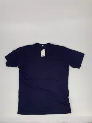 Uniqlo Mens Basic T-Shirt Navy V Neck Packaged Dry Tee Cotton Blend M New • $16.16